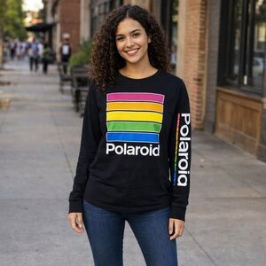 HOLLISTER Retro Graphic Polaroid Black L/S Tee Shirt, Size M, EUC